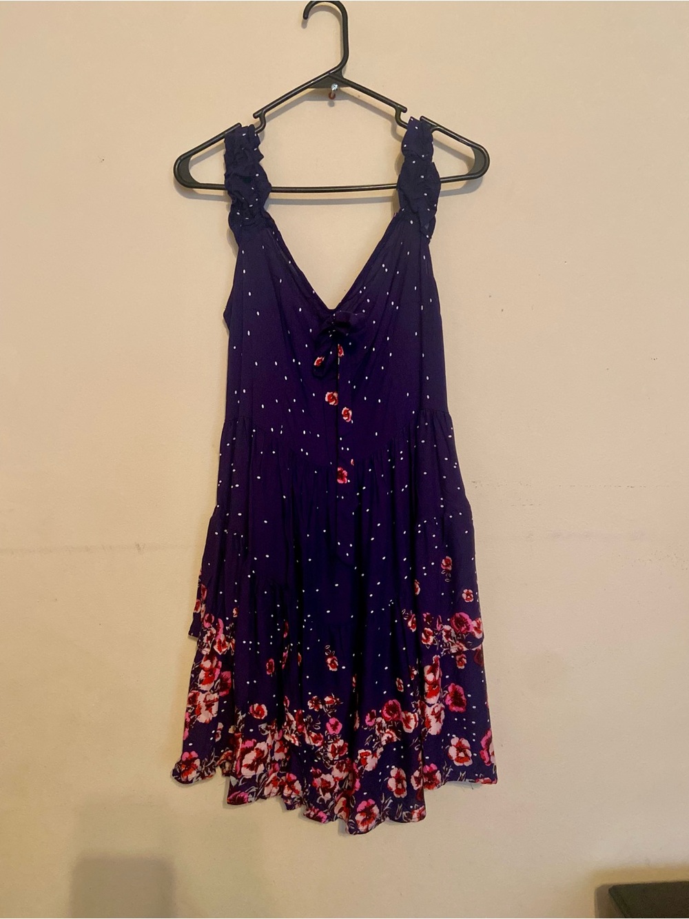 Women's Navy Floral Tie-Front Sundress